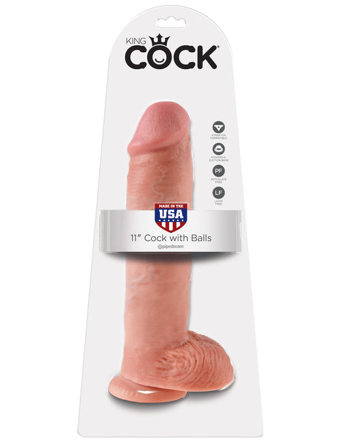 King Cock 11"" Cock with Balls-Flesh