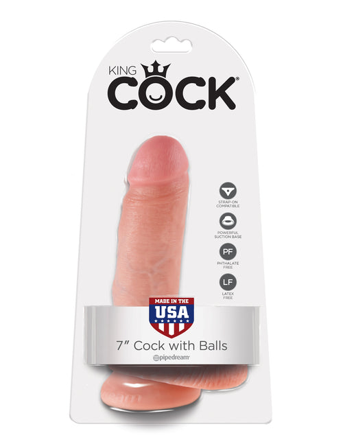 King Cock 7"" Cock with Balls-Flesh