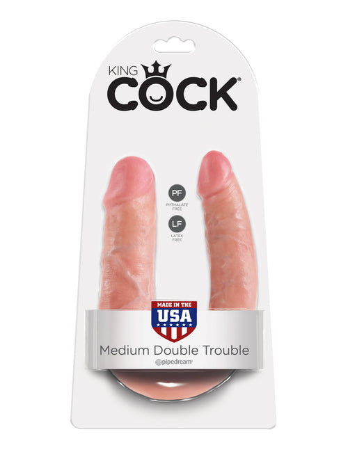 King Cock U-Shaped Medium Double Trouble-Flesh