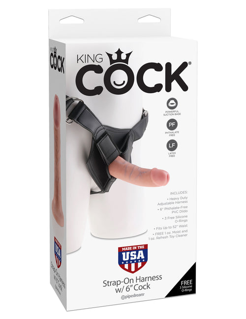King Cock Strap-on Harness w/ 6"" Cock-Flesh
