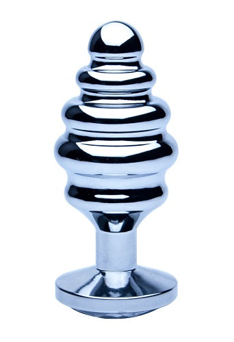 Precious Metals Ribbed Silver Anal Plug