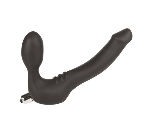 Simply Strapless Medium Strap On Vibrator -Black