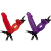 Bendable Vibrating Double Penetrator Strap on Cockring-Purple